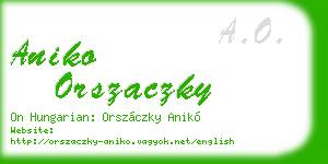 aniko orszaczky business card